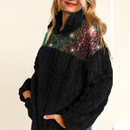 2024 Women's Splicing Sweatshirt Coat with Sequins | Streetwear