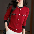 Autumn Fashion Round Neck Color Block Women's Sweater