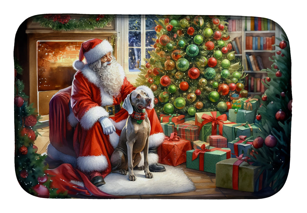 Weimaraner and Santa Claus Dish Drying Mat