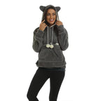 Solid Color Hooded Sweater with Large Pocket