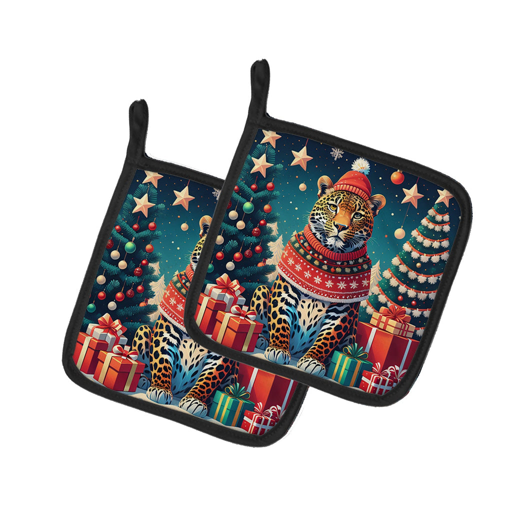 Leopard Christmas Pair of Pot Holders