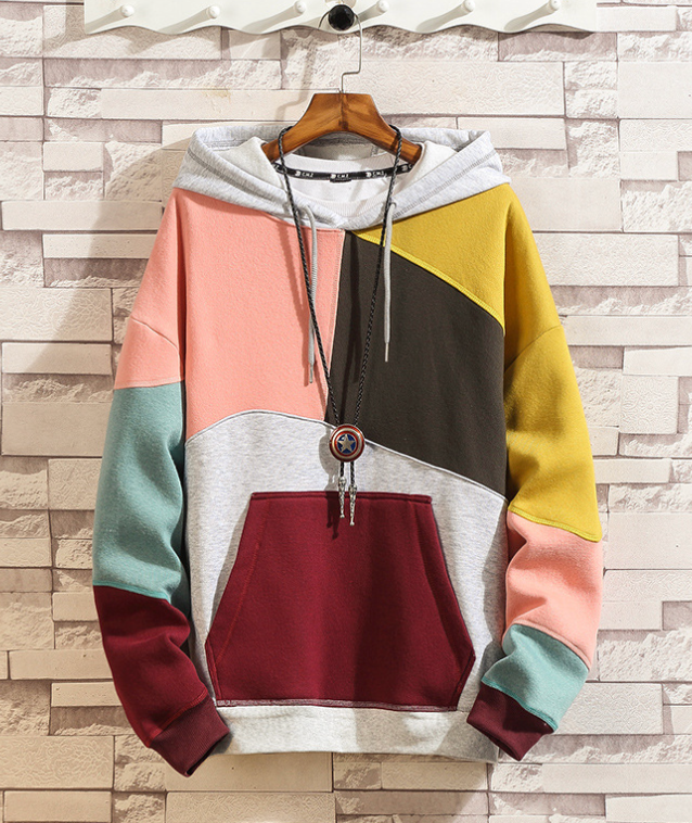 Fleece Casual Loose Color-Blocking Pullover Top | Streetwear