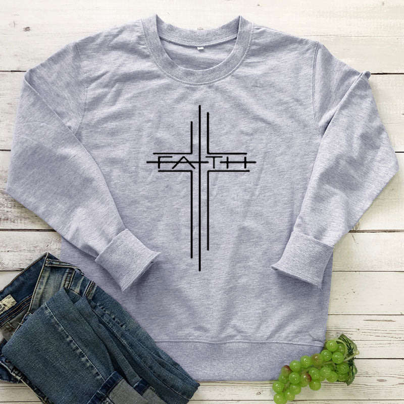 Faith Cross Graphic Women's Casual Sweatshirt | Streetwear