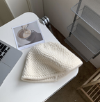 Warm Loose Wool Knitted Bucket Hat | Embroidered Cap