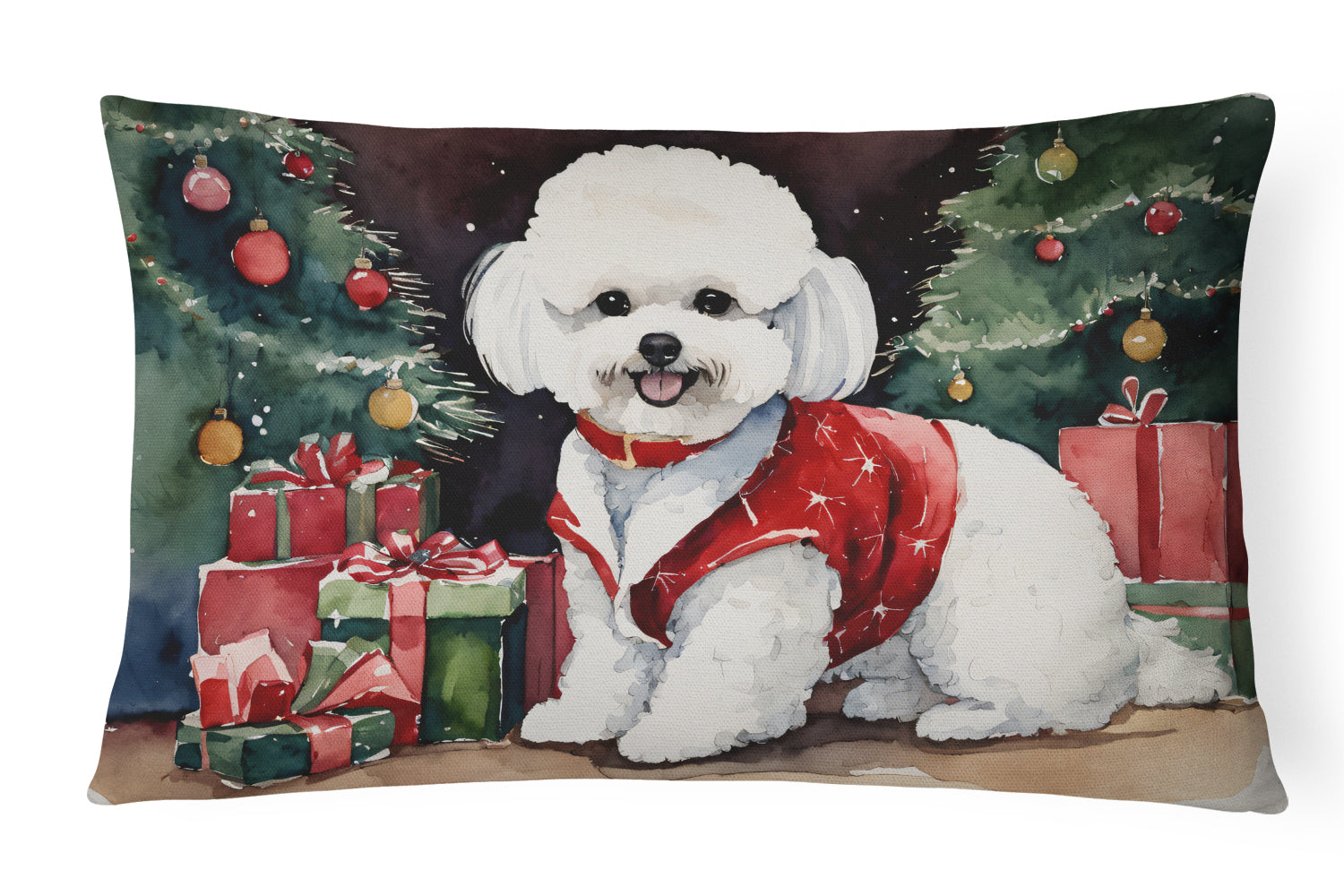 Bichon Frise Christmas Throw Pillow