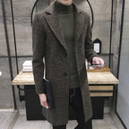 Men's Thick Wool Blend Casual Trench Coat Plus Size 5XL