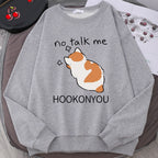 Chic Casual Cat Print Crew Neck Sweatshirt | Streetwear