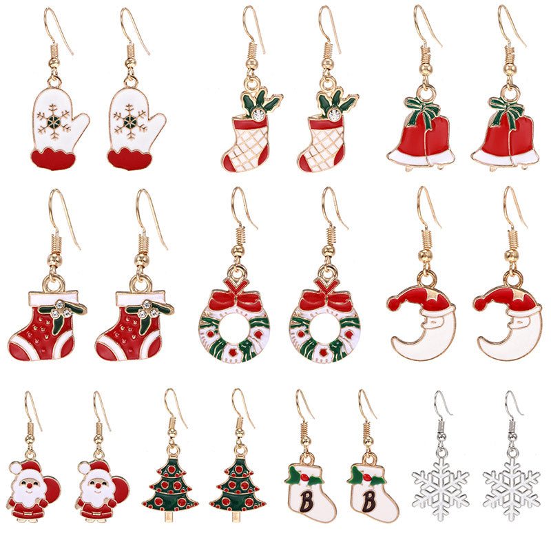 Christmas Series Earrings - Snowman Tree Design