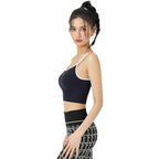 Ribbed Contrast-Trim Crop Cami Top with Script Text