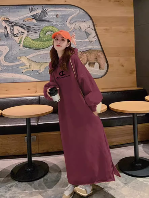 Extra Long Fleece Over Knee Sweater Dress Skirt