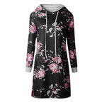 SINFEEL Autumn Fashion Floral Print Hoodie Dress for Women | Streetwear