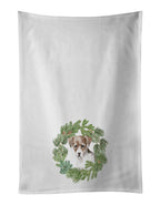 Jack Russell Terrier Puppy Tricolor Christmas Wreath Kitchen Towel Set of 2