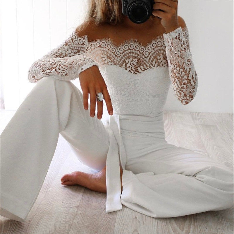 Women's Summer Off-Shoulder Lace Panel Bodysuit
