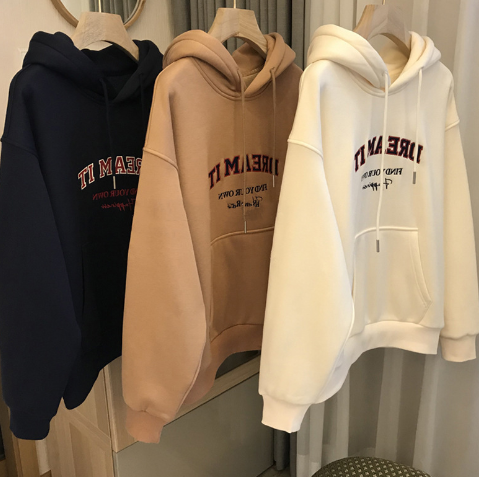 All-Match Letter Print Hooded Pullover Sweater | Streetwear