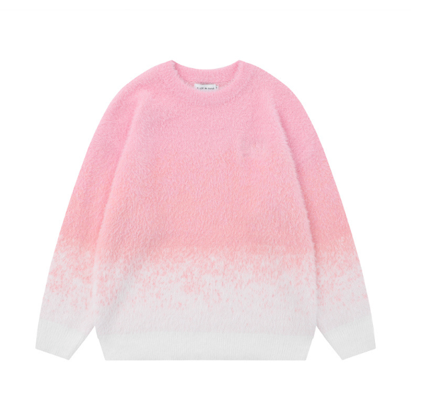 Men's Round Neck Gradient Pullover Sweater for Fall/Winter | Streetwear