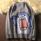 Men's Round Neck Shark Sweater - Korean Style Pullover | Streetwear