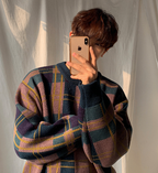 Men's Winter Thick Color Block Plaid Sweater