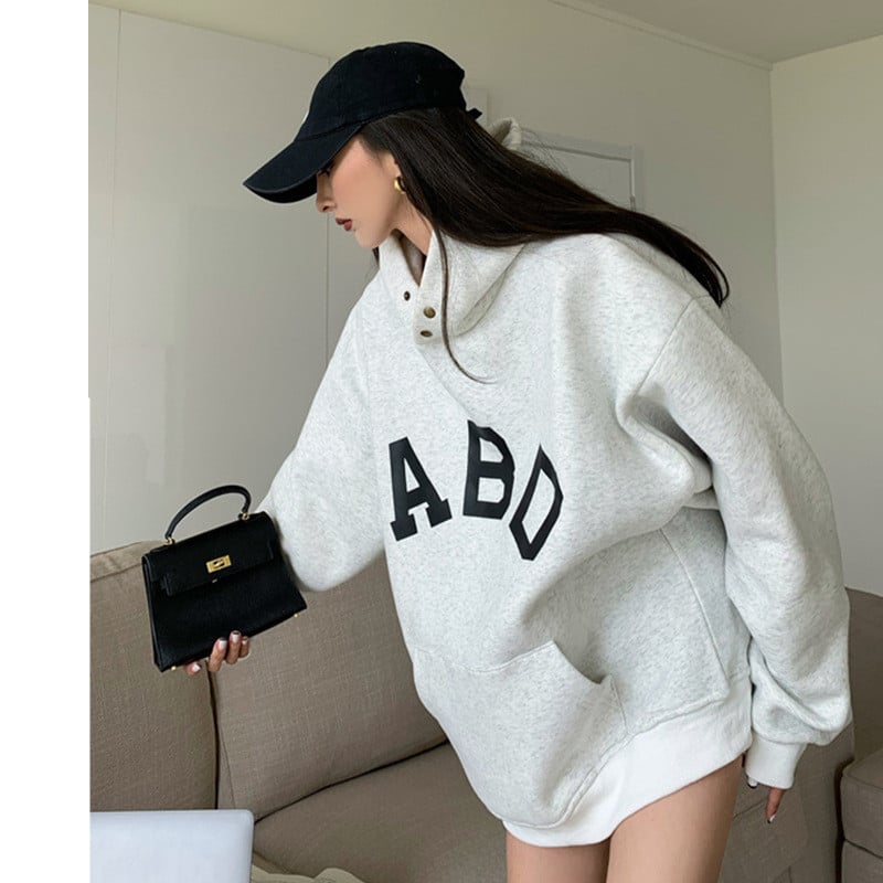 Casual Women's Loose Fit Printed Hooded Sweatshirt | Streetwear