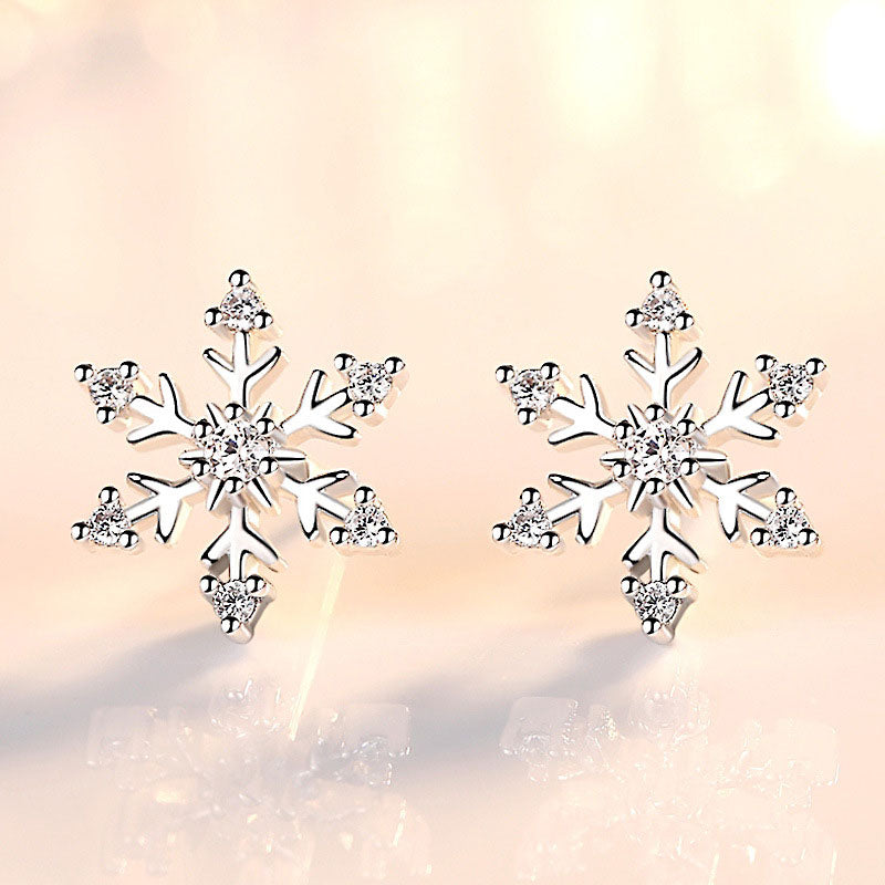 Silver Snowflake Earrings for Christmas
