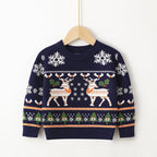 Children's Pullover Christmas Moose Sweater for Girls