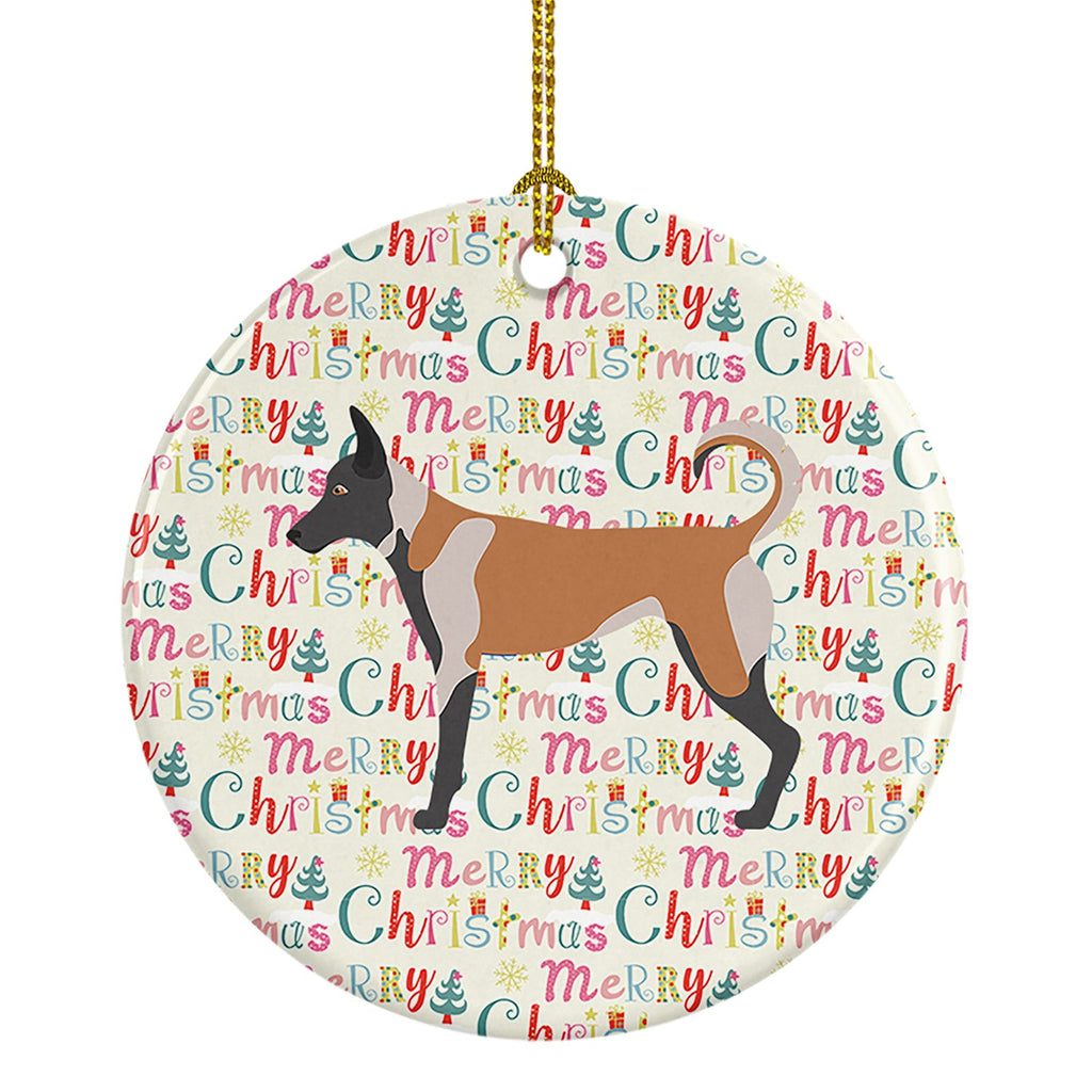 Belgian Malinois Merry Christmas Ceramic Ornament