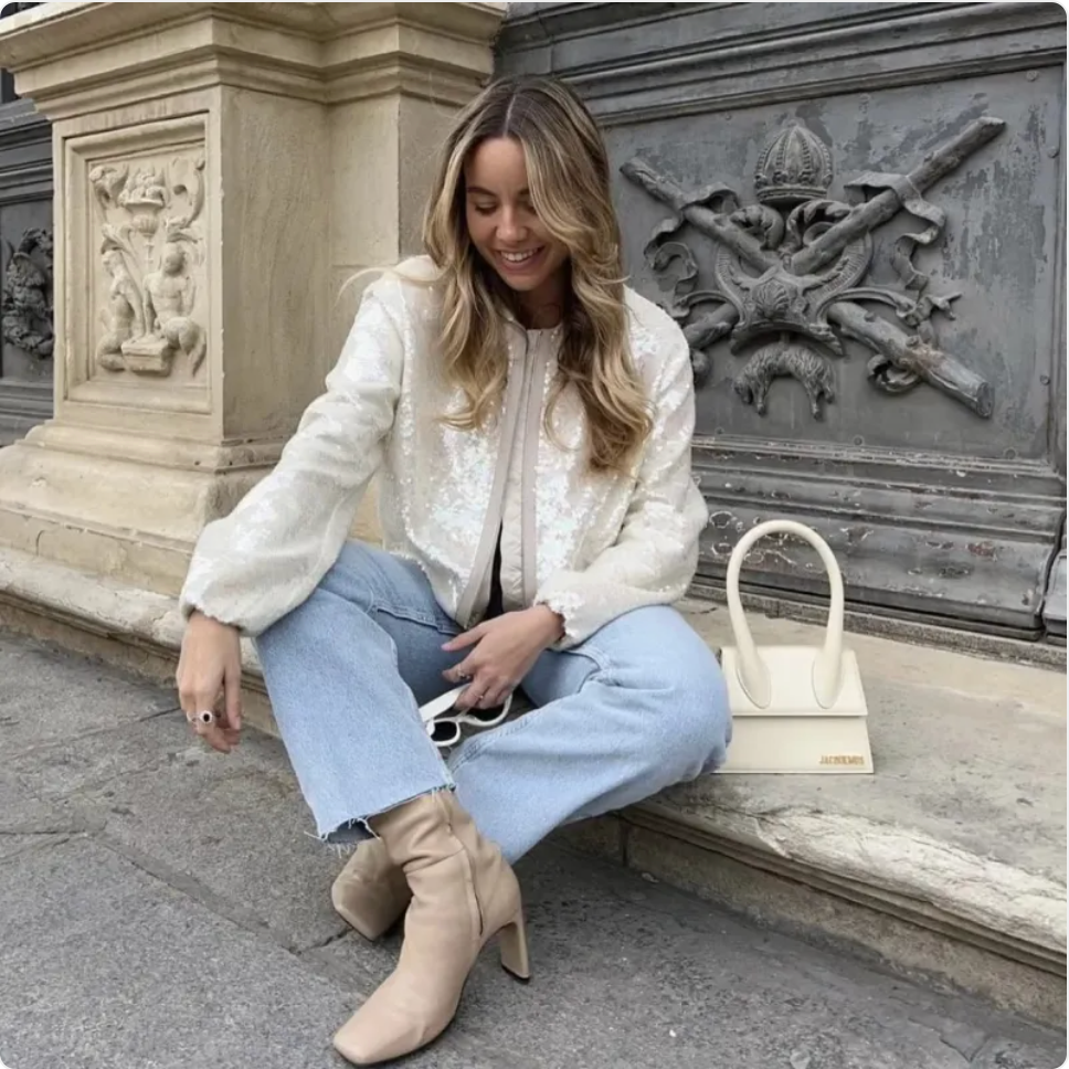 Women's Sequined Crew Neck Jacket