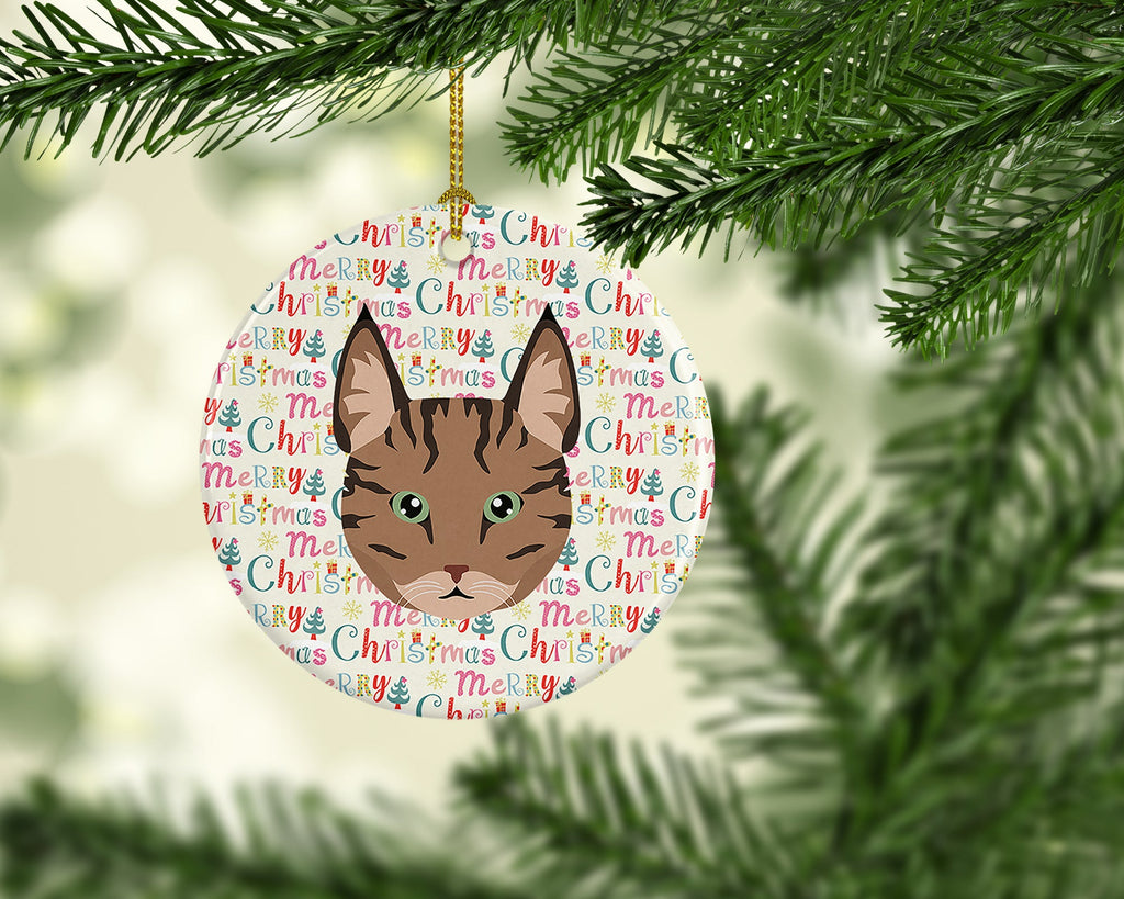 Pixie Bob Cat Christmas Ceramic Ornament