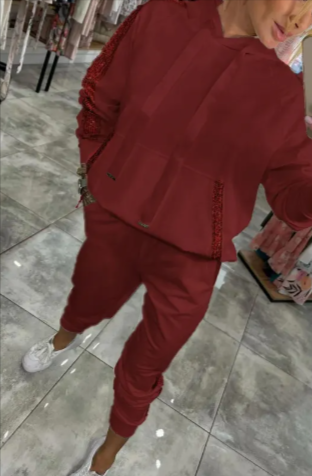 Athletic Hooded Sweatshirt and Jogger Set