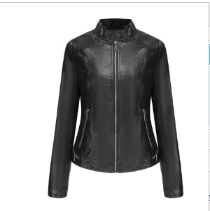 Women's Leather Long Sleeve Spring Autumn Jacket (One Piece)