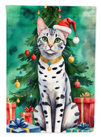 Egyptian Mau Cat By the Christmas Tree Garden Flag