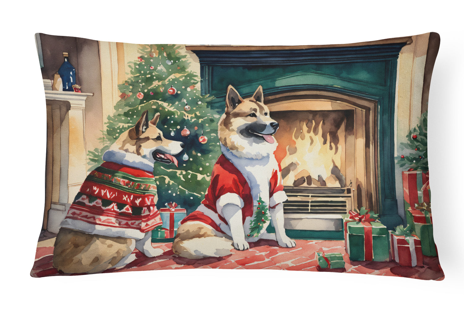 Akita Christmas Throw Pillow