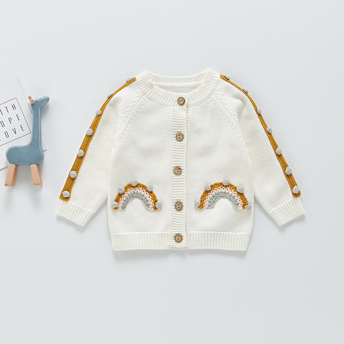 Children's Knitted Sweater with Rainbow Bubble Ball