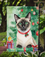 Siamese Cat By the Christmas Tree Garden Flag