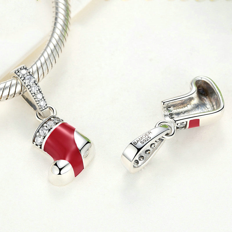 Red Christmas Stocking Boot Pendant (Small)