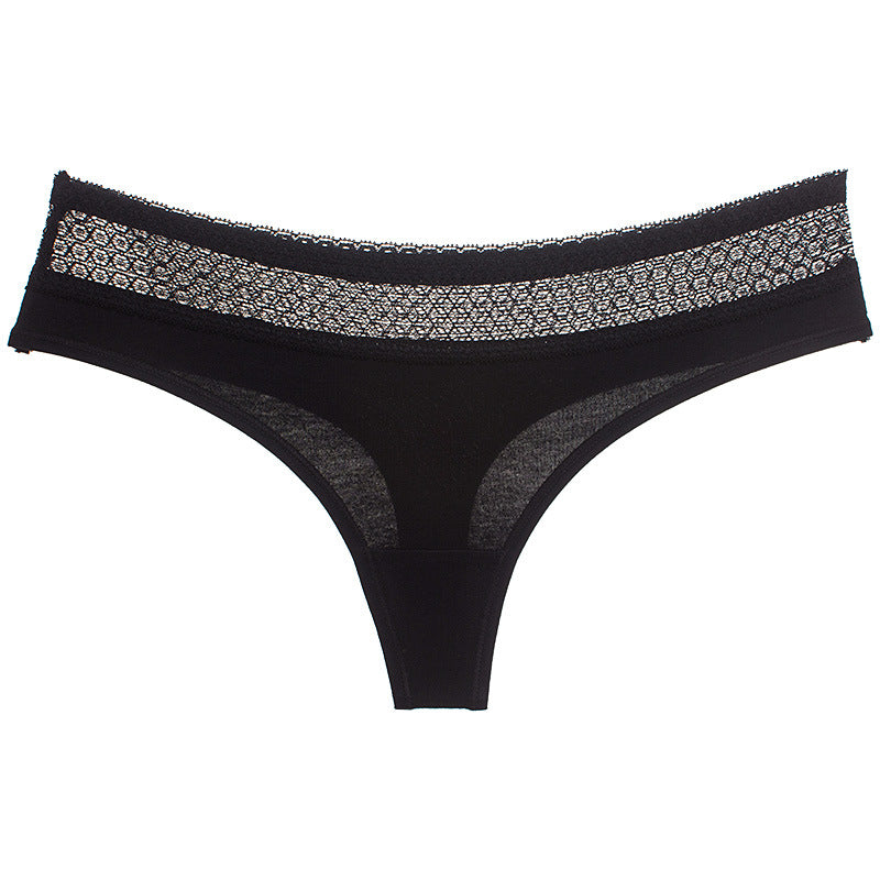Women's Cotton Lace Low-Rise Thong and Briefs Set