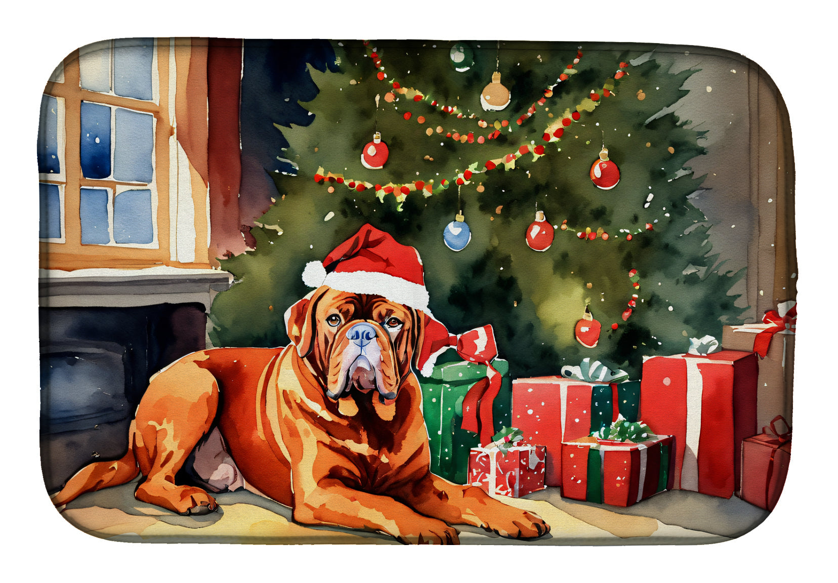 Dogue de Bordeaux Cozy Christmas Dish Drying Mat