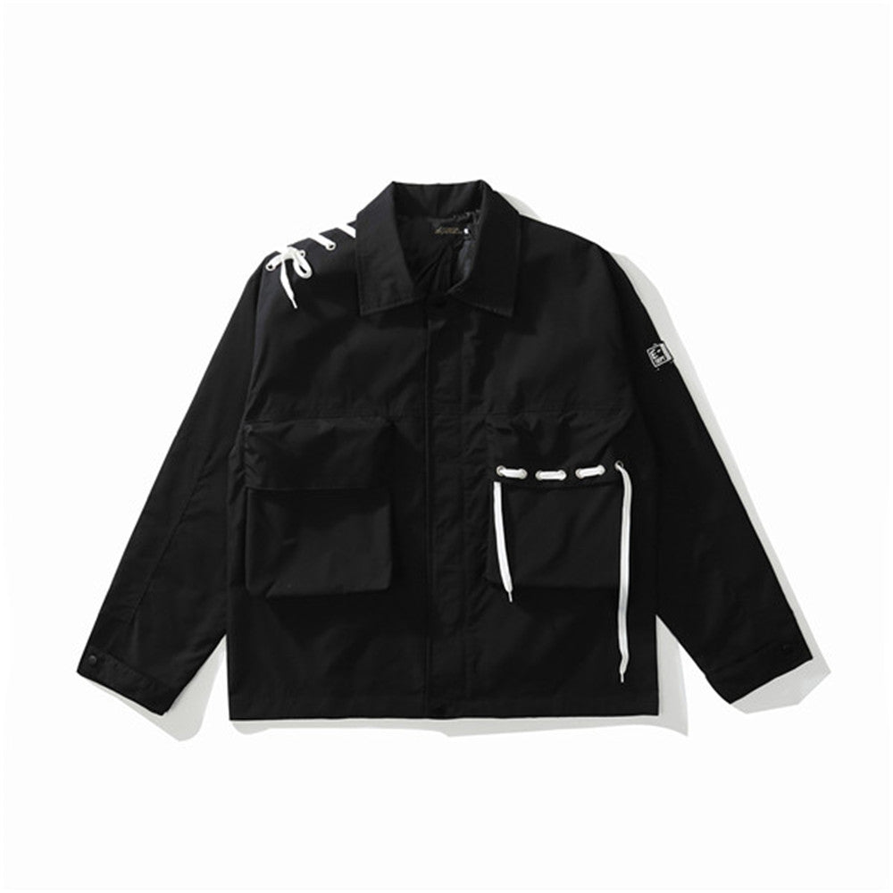 Fashionable Men's Wind Jacket with Functional Suspenders