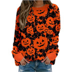 Women's Pumpkin Print Hoodie - Fashionable Loose Fit | Streetwear