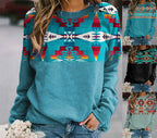 Retro Western Ethnic Geometric Print Women's Sweatshirt | Streetwear
