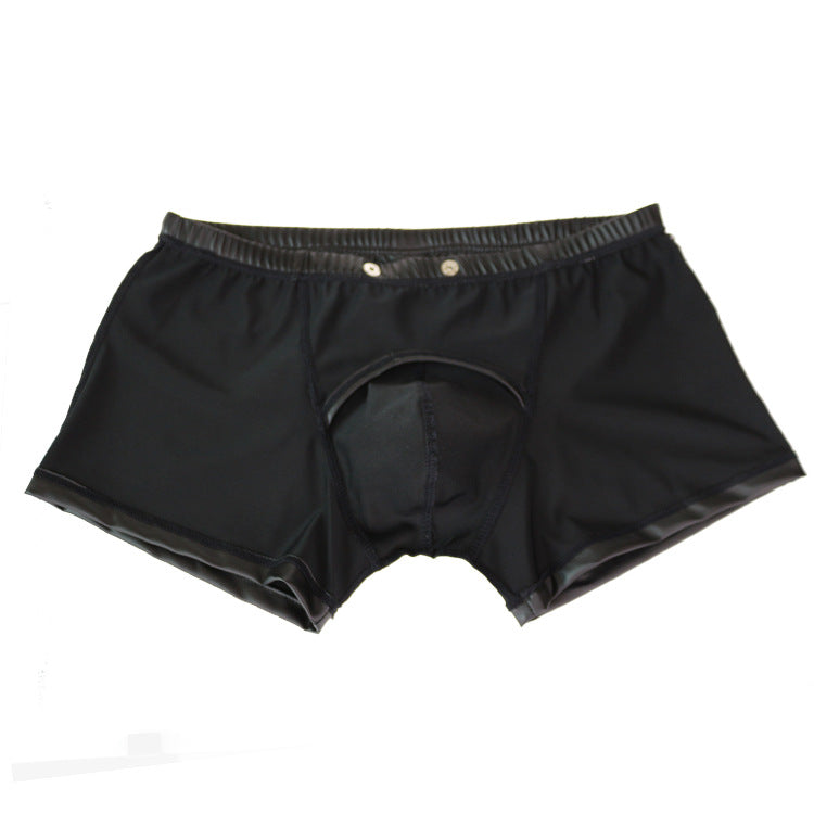 Low-Rise Faux Leather Briefs and Lingerie Set