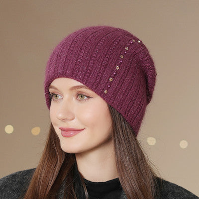 Fashionable Double-Layer Knitted Wool Warm Hat | Embroidered Cap