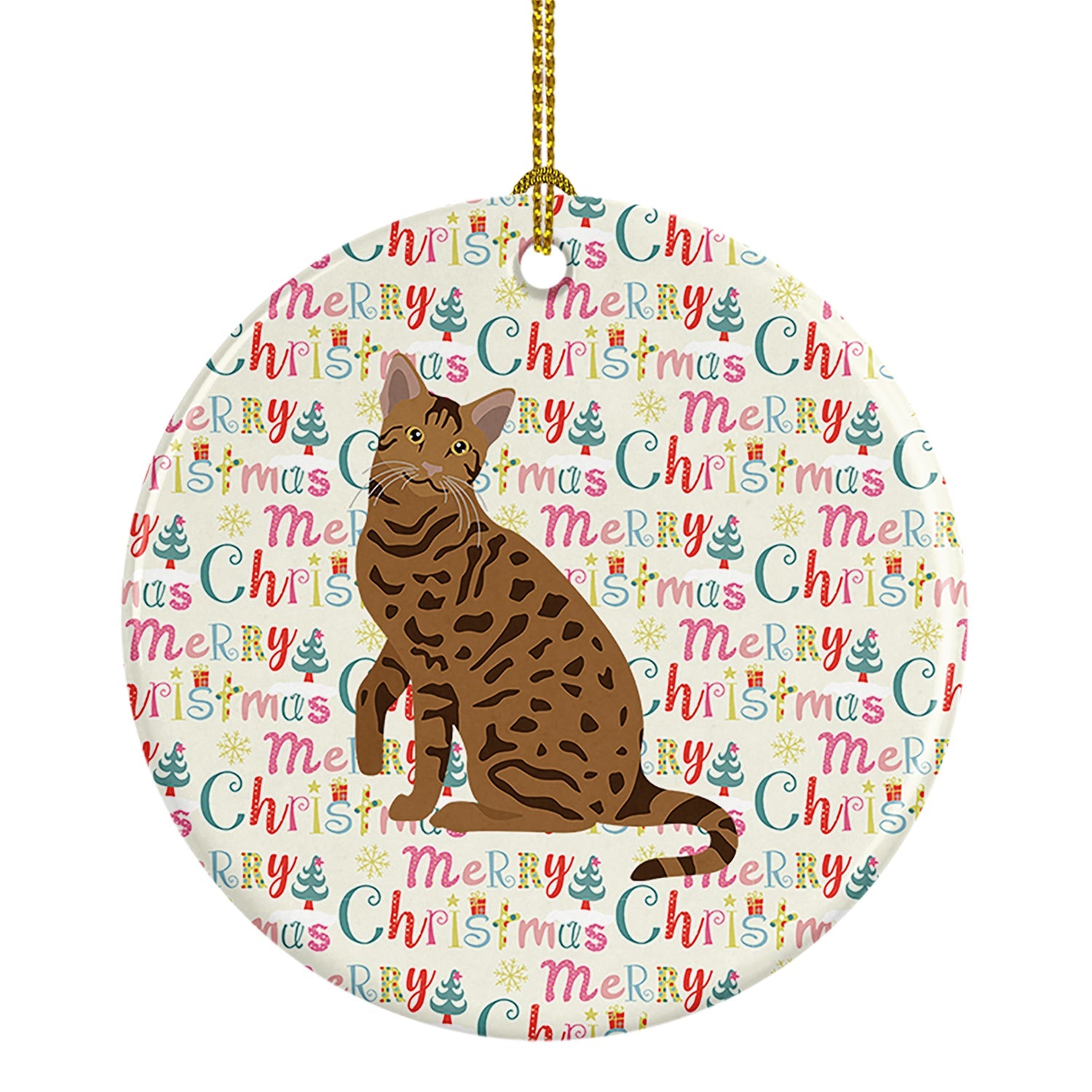Ocicat #2 Cat Christmas Ceramic Ornament