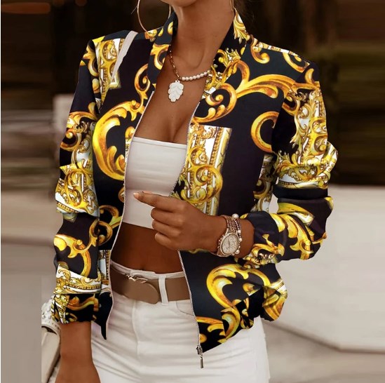 Elegant Vintage Jacket with Floral Print (One Piece)
