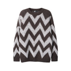 Retro Plaid Wave Striped Sweater