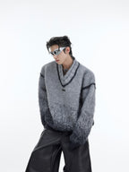 Polka Dot Gradient V-neck Sweater with Embellishments