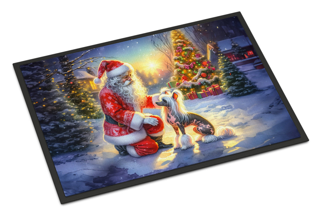 Chinese Crested and Santa Claus Doormat