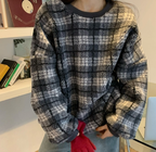 Casual Women's Plaid Wool Padded Sweater Coat