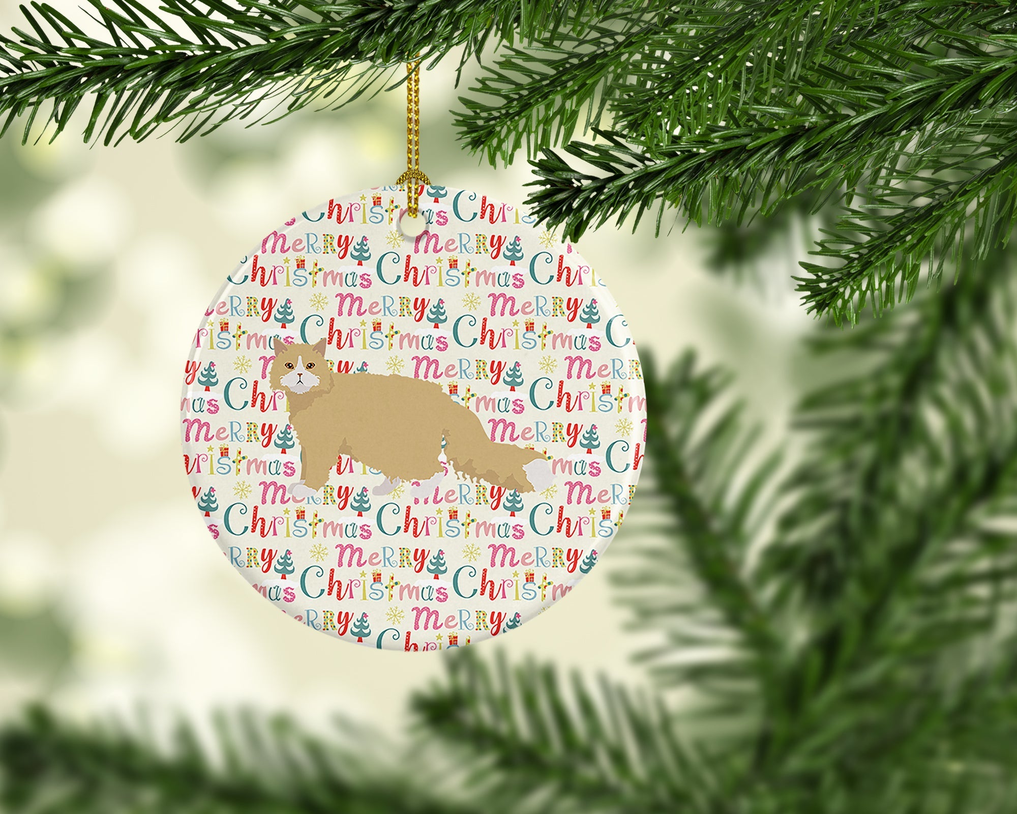Oregon Rex Cat Christmas Ceramic Ornament