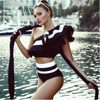 2020 New Sexy Color Block One-Shoulder Swimsuit