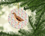 Golden Phoenix Quail Christmas Ceramic Ornament